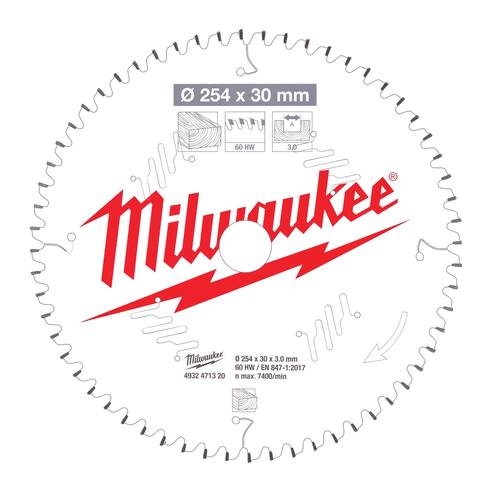 Pânze pentru fierăstrău tăieri înclinate 254 mm Milwaukee 4932471320