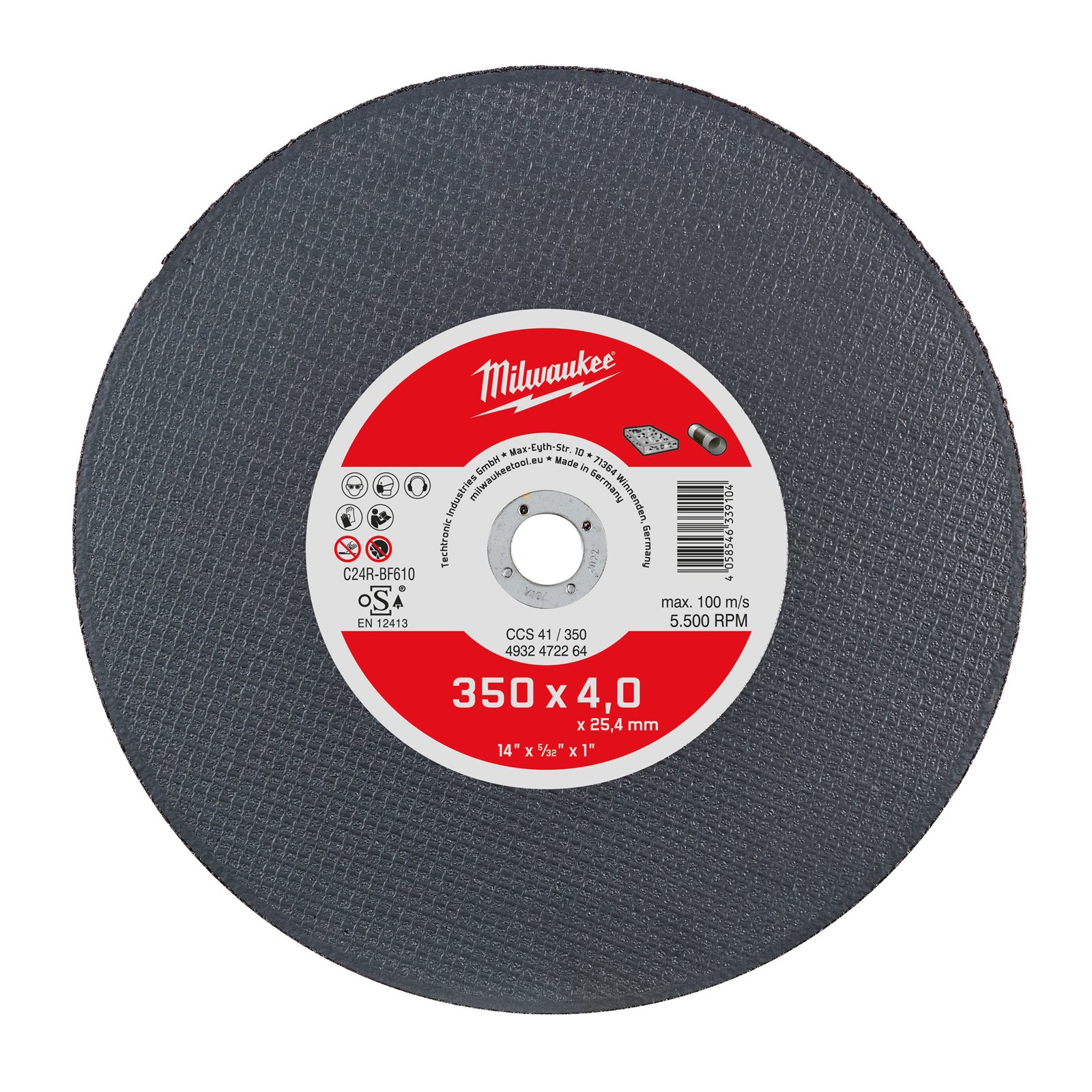 Disc subțire fontă ductilă, piatră și materiale multiple 4mm 1pc Milwaukee
