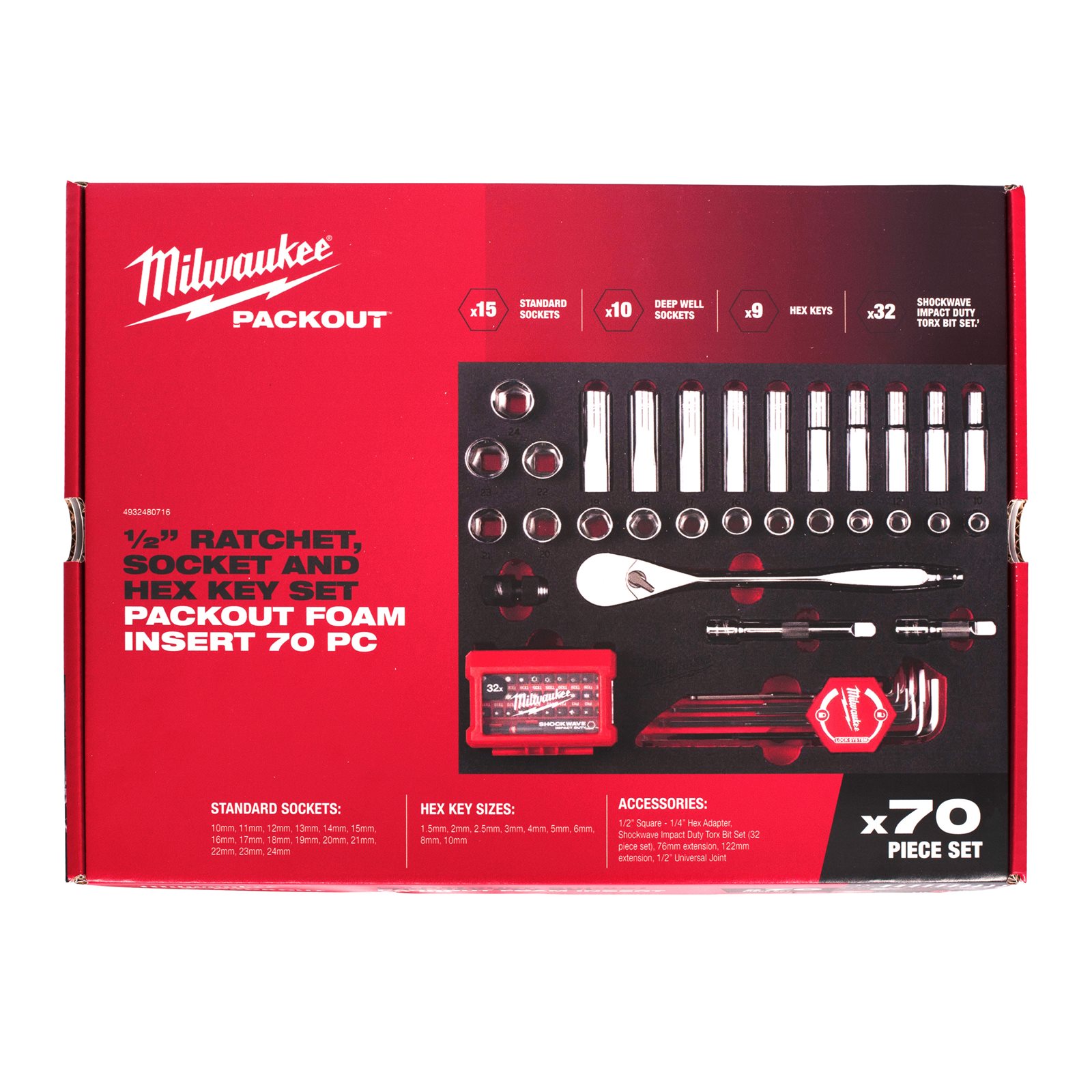 Set inserție spumă antrenor și tubulare pentru cutia cu sertare PACKOUT 1/2" Milwaukee - continutul pachetului 1