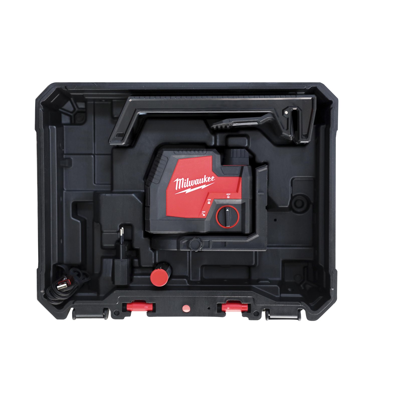Nivelă laser cu 2 planuri cu fascicul verde reîncărcabilă REDLITHIUM USB Milwaukee L4 CLL-301C - continutul pachetului 1