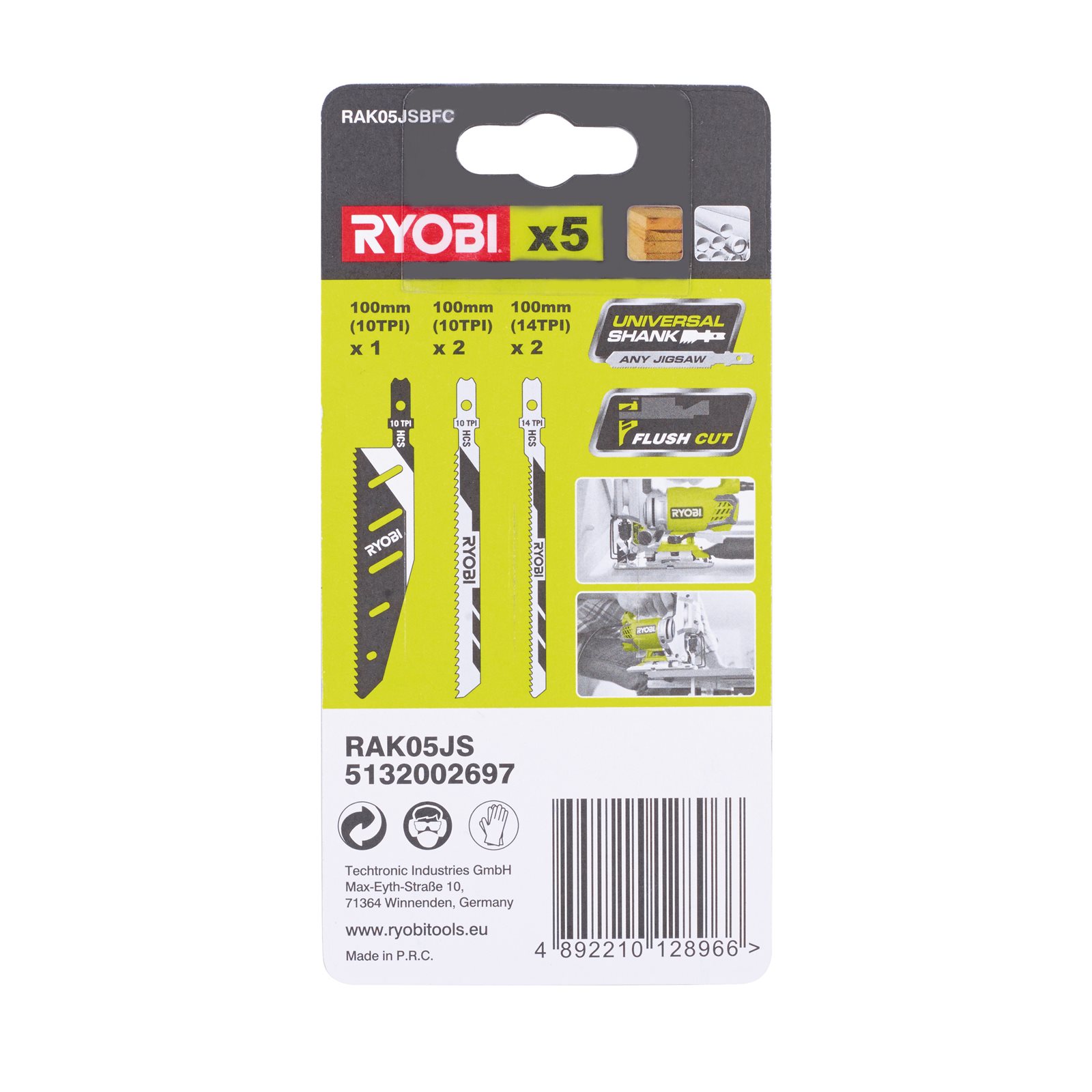 Set 5 buc pânze pentru fierăstrău pendular Ryobi RAK05JSBFC - imagine 3