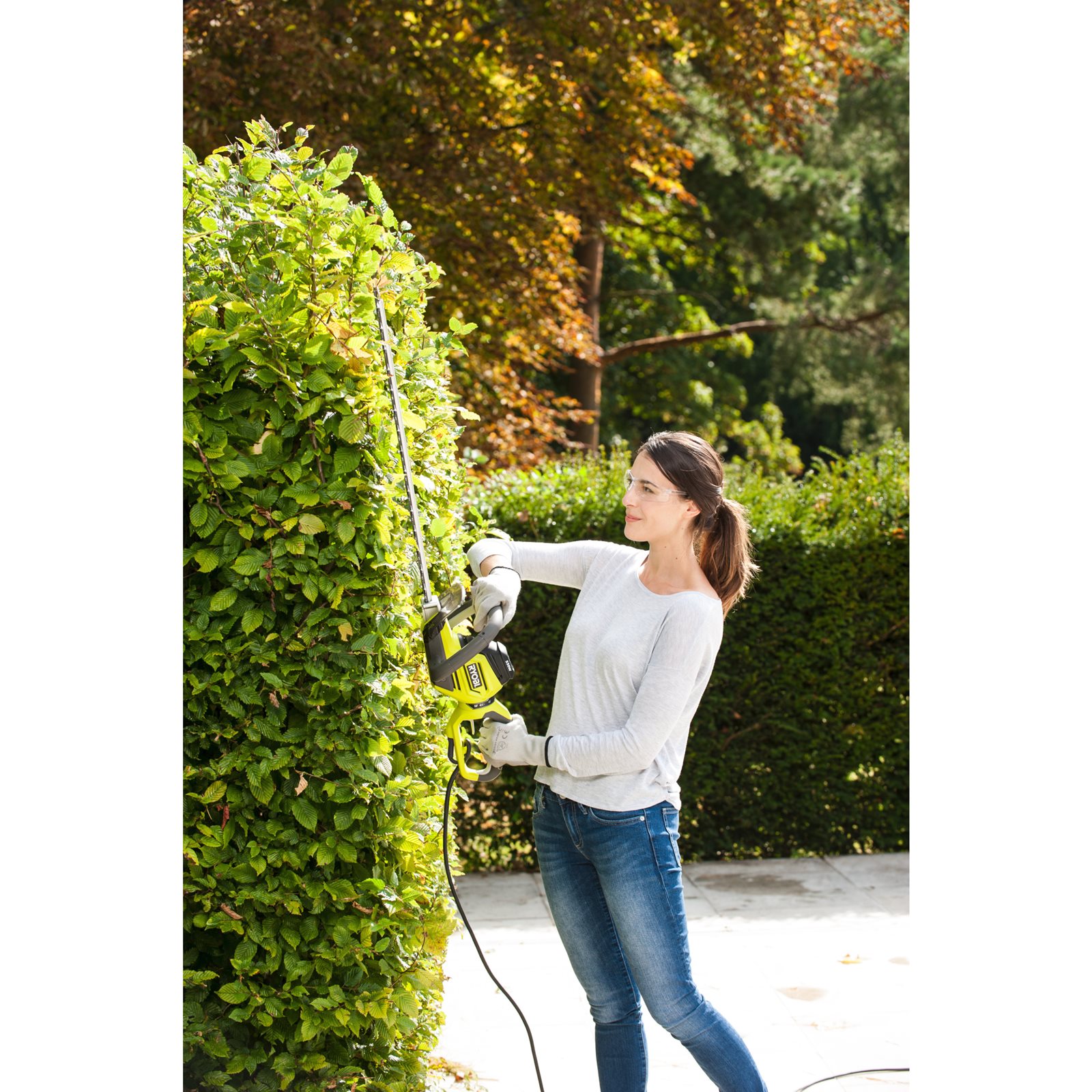 Foarfecă tuns gard viu electrică 550 W, lamă 55 cm Ryobi RHT5655RS - in utilizare 5