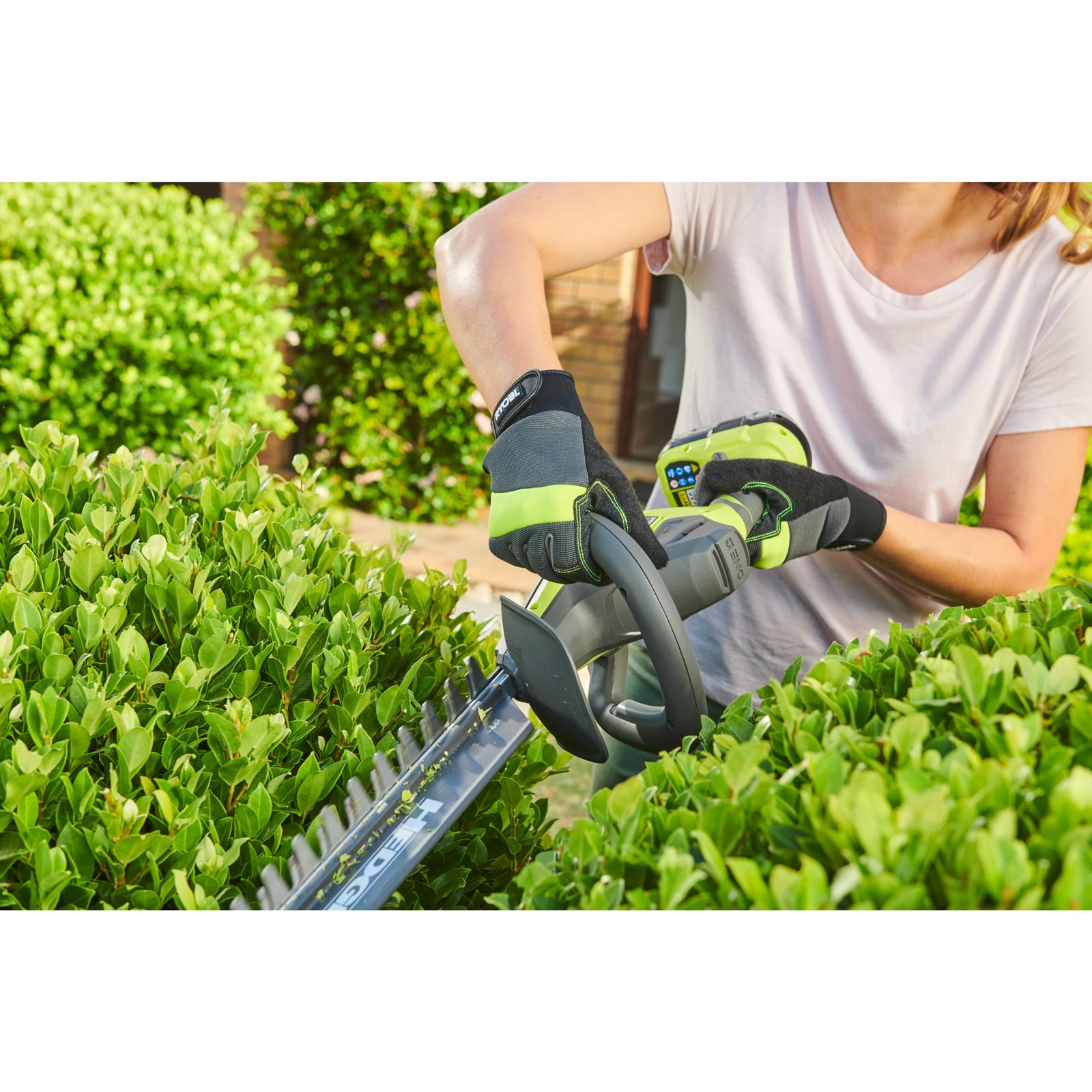 Foarfecă tuns gard viu 18V ONE+, lamă 45cm (1 x 2,0 Ah) Ryobi RY18HT45A-120 - in utilizare 6